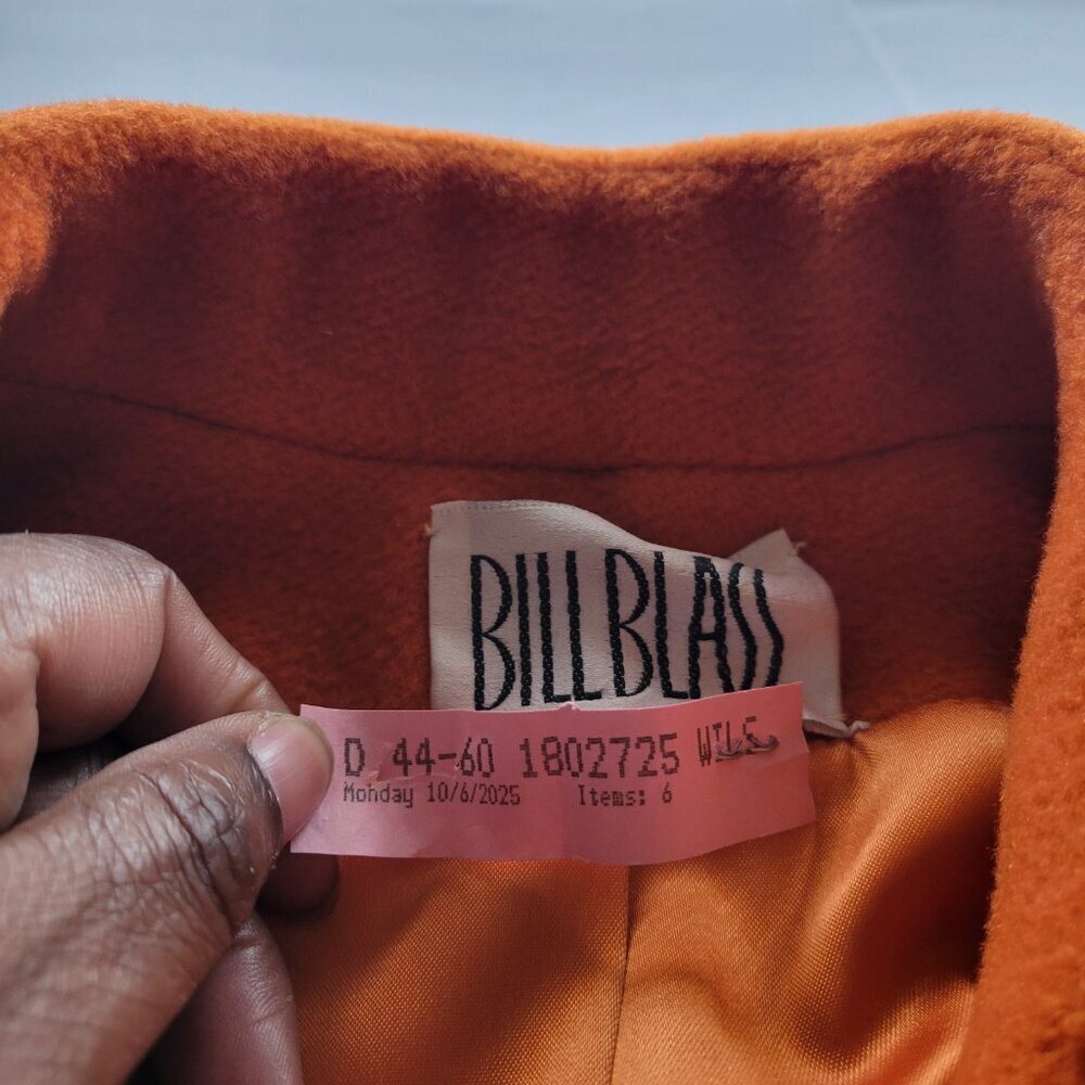 Vintage Designer Bill Blass Burnt Orange Limited Edition Wool Coat (Size: M/L) - Picture 5 of 16